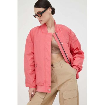 2NDDAY geaca femei, culoarea roz, de tranzitie, oversize