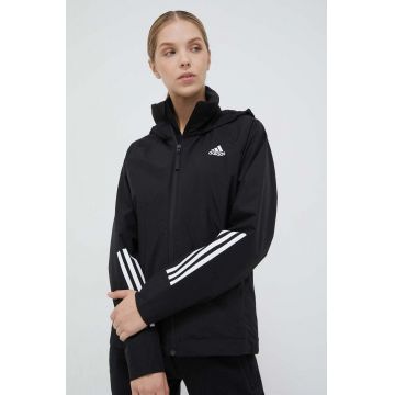 adidas geaca femei, culoarea negru, de tranzitie