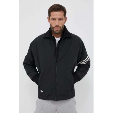 adidas Originals geaca barbati, culoarea negru, de tranzitie, oversize