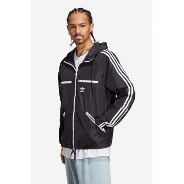 adidas Originals geacă barbati, culoarea negru, de tranzitie, oversize HS2066-black