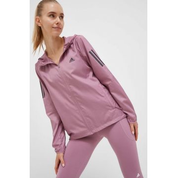 adidas Performance windbreaker Own the Run culoarea roz, de tranzitie