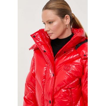 Karl Lagerfeld geaca de puf femei, culoarea rosu, de iarna