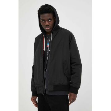 Levi's geaca bomber barbati, culoarea negru, de tranzitie