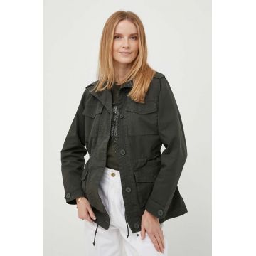 Pepe Jeans geaca femei, culoarea verde, de tranzitie