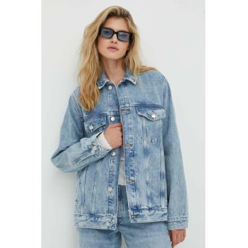Samsoe Samsoe geaca jeans femei, de tranzitie, oversize