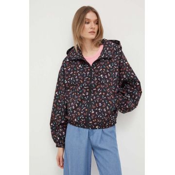 United Colors of Benetton geaca femei, culoarea negru, de tranzitie, oversize