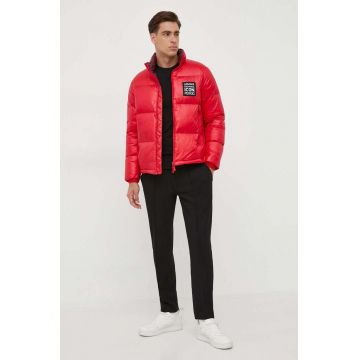 Armani Exchange geaca de puf barbati, culoarea rosu, de iarna