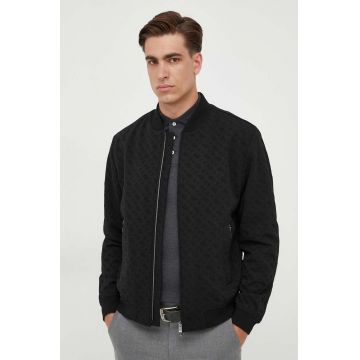 BOSS geaca bomber barbati, culoarea negru, de tranzitie