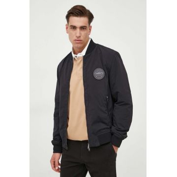 BOSS geaca bomber x Porsche barbati, culoarea negru, de tranzitie