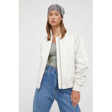 Hollister Co. geaca bomber femei, culoarea bej, de tranzitie