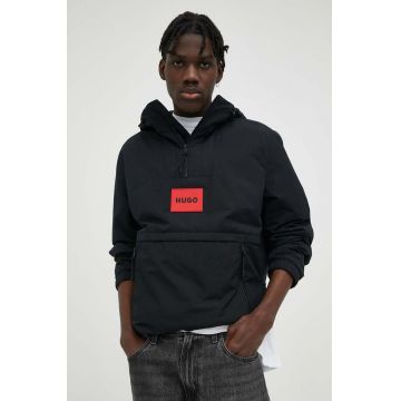 HUGO geaca barbati, culoarea negru, de tranzitie