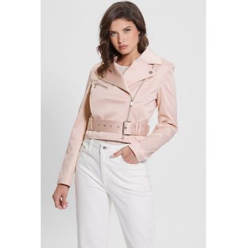 Jacheta biker crop satinata