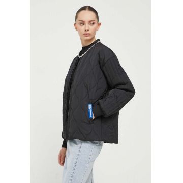 Karl Lagerfeld Jeans geaca femei, culoarea negru, de tranzitie