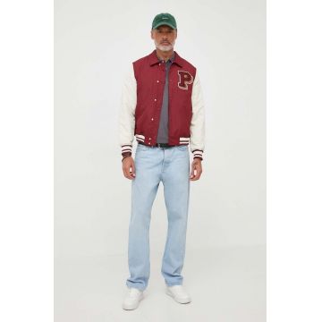 Pepe Jeans geaca BARNOLD barbati, culoarea bordo, de tranzitie