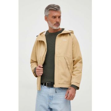 Pepe Jeans jacheta de bumbac BANE culoarea bej, de tranzitie