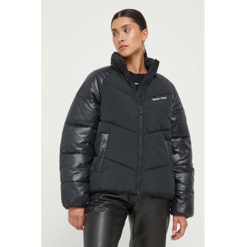 Tommy Jeans geaca femei, culoarea negru, de iarna