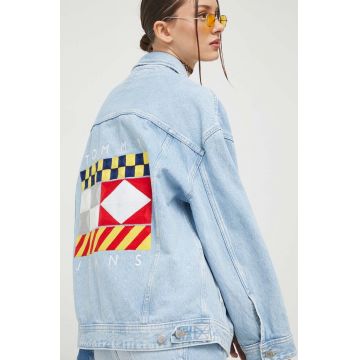 Tommy Jeans geaca jeans femei, de tranzitie, oversize