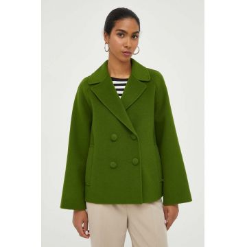 Weekend Max Mara geaca de lana culoarea verde, de tranzitie