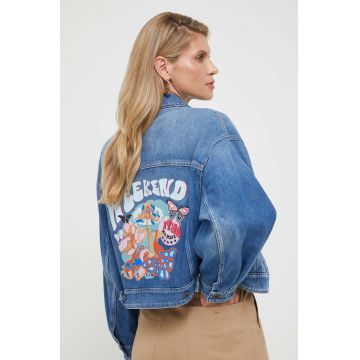 Weekend Max Mara geaca jeans femei, culoarea albastru marin, de tranzitie