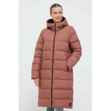 Jack Wolfskin geaca de puf femei, culoarea maro, de iarna