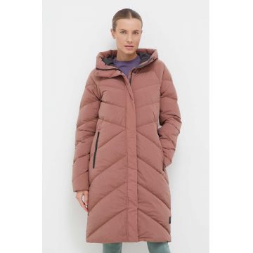 Jack Wolfskin geaca de puf femei, culoarea maro, de iarna