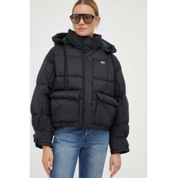 Levi's geaca femei, culoarea negru, de iarna, oversize