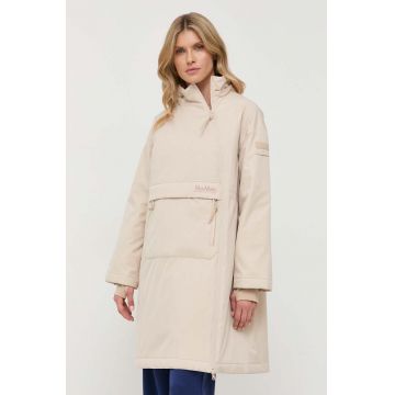 Max Mara Leisure geaca femei, culoarea bej, de iarna, oversize