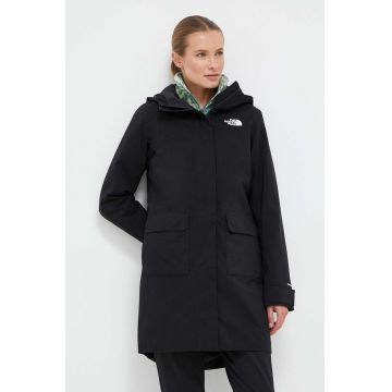 The North Face geaca femei, culoarea negru, de tranzitie