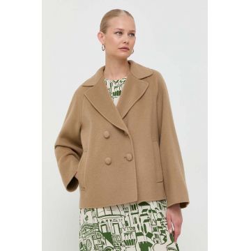 Weekend Max Mara geaca de lana culoarea maro, de tranzitie