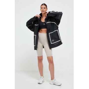 adidas by Stella McCartney geaca femei, culoarea negru, de tranzitie, oversize