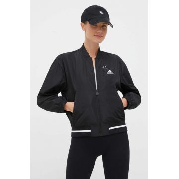 adidas geaca femei, culoarea negru, de tranzitie