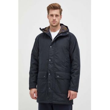 Barbour geacă Wax Parka bărbați, culoarea negru, de tranziție MWX2208