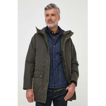 Barbour geacă Wax Parka bărbați, culoarea verde, de tranziție MWX2208