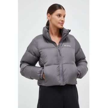 Columbia geacă Puffect Cropped Jacket femei, culoarea gri, de iarnă 2002491