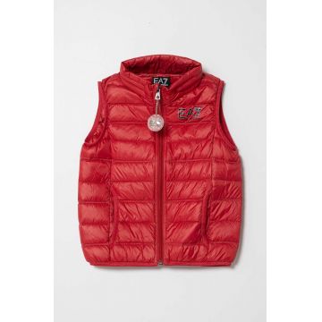 EA7 Emporio Armani vesta de puf pentru copii culoarea rosu