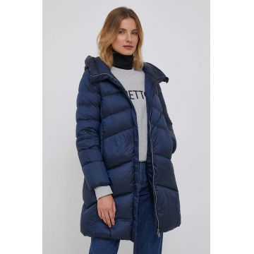 Geox geaca de puf femei, culoarea albastru marin, de iarna
