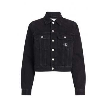 Jacheta de denim cu buzunare pe piept
