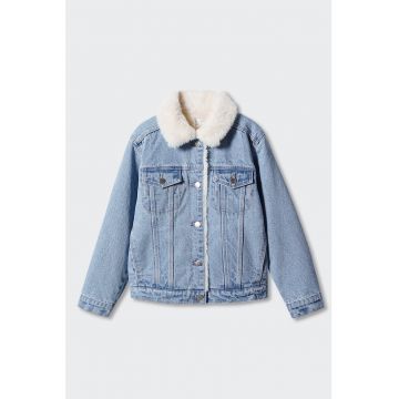 Jacheta din denim cu captuseala din blana shearling sintetica Lisa