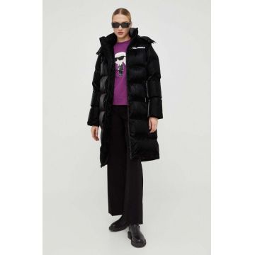 Karl Lagerfeld geaca femei, culoarea negru, de iarna