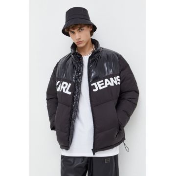 Karl Lagerfeld Jeans geaca barbati, culoarea negru, de iarna