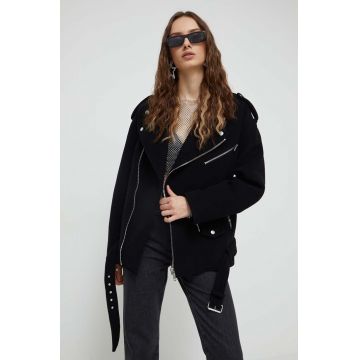 Moschino Jeans geaca de lana culoarea negru, de tranzitie