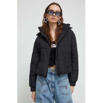 Moschino Jeans geaca femei, culoarea negru, de iarna