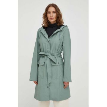 Rains geaca de ploaie 18130 Jackets femei, culoarea verde, de tranzitie