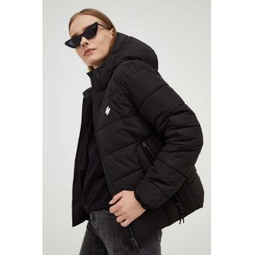 Superdry geaca femei, culoarea negru, de iarna
