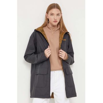 Vans geaca cu doua fete femei, culoarea negru, de tranzitie, oversize