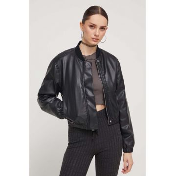 Abercrombie & Fitch geaca bomber femei, culoarea negru, de tranzitie