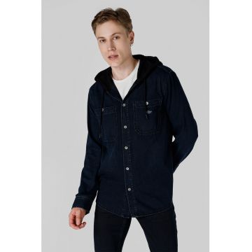 Jacheta-camasa din denim cu gluga