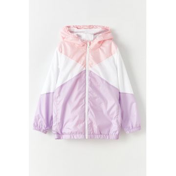 Jacheta usoara cu gluga si model colorblock