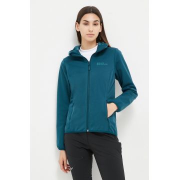 Jack Wolfskin jacheta de exterior Windhain Hoody culoarea turcoaz