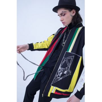 Jacket bomber cu model colorblock